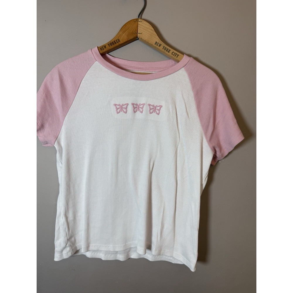 Thereabouts Girls‎ T Shirt - PInk and white butterfly  3XL